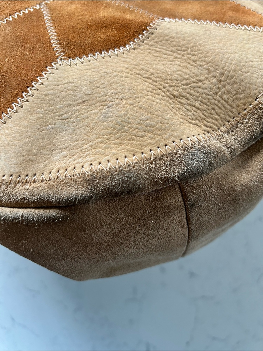 RARE Vintage Lucky Brand Patchwork Hobo Shoulder OR Crossbody Leather & Suede - Picture 13 of 16